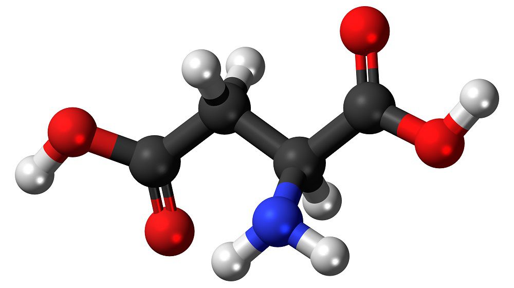 Молекула аспарагиновой кислоты (L-изомер)