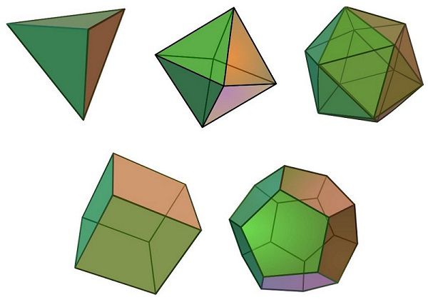 Чему равно общее количество точек пересечения граней на всех фигурах, изображенных на иллюстрации ниже?