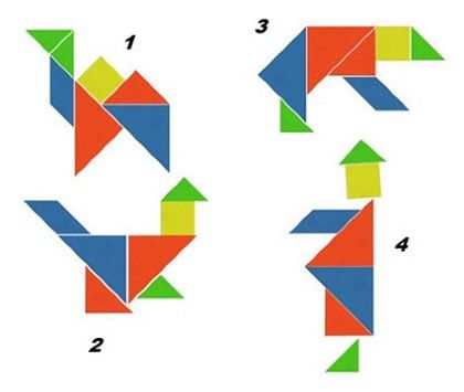 В какой из представленных ниже мозаик нет квадрата?